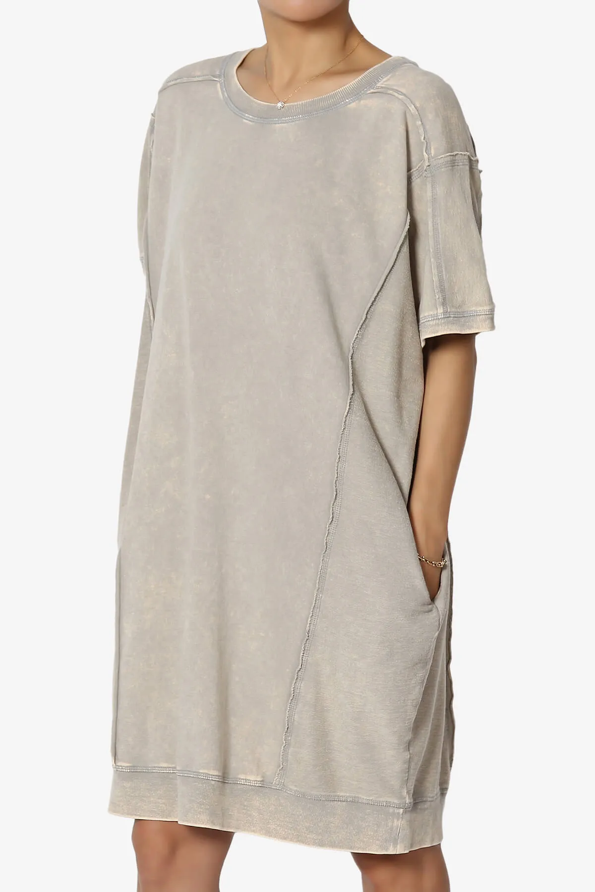 Olsen French Terry Acid Wash T-Shirt Dress