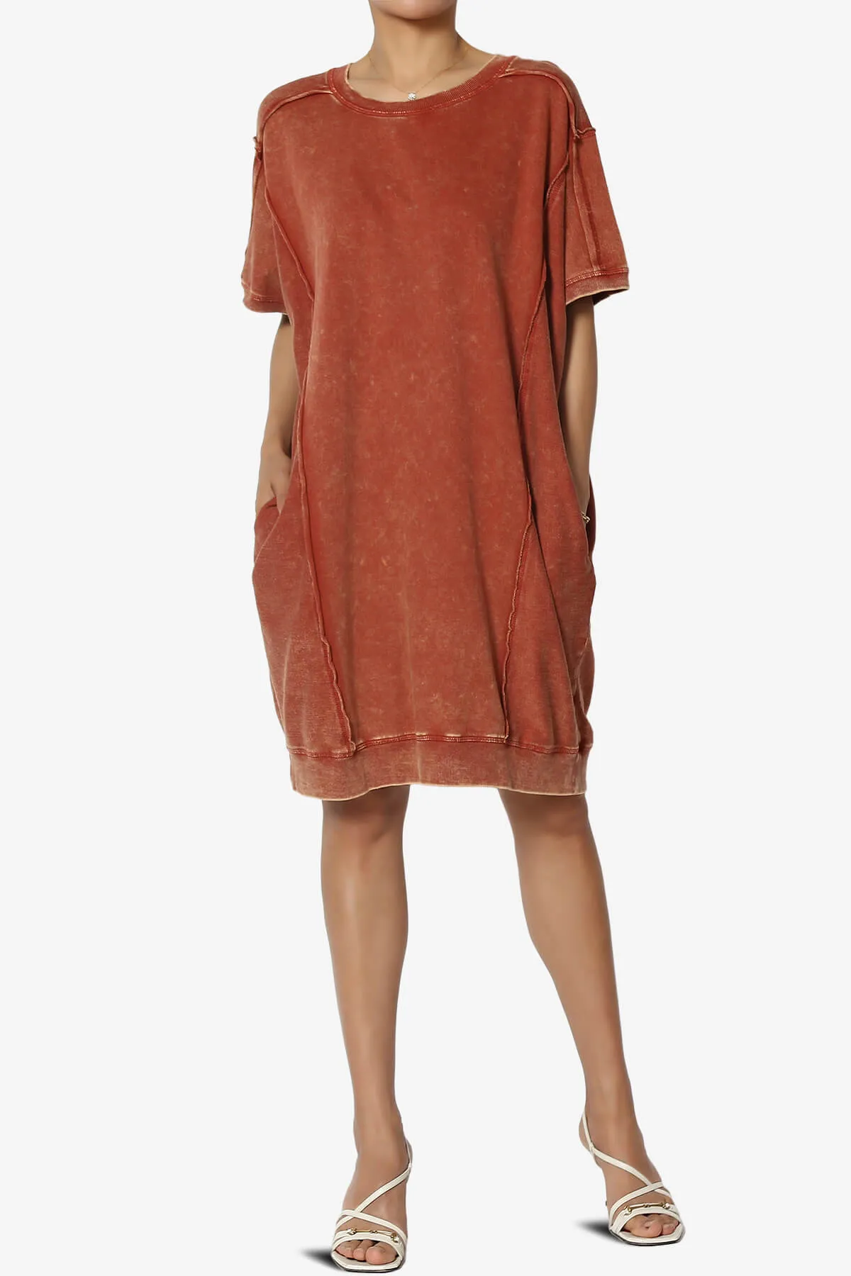 Olsen French Terry Acid Wash T-Shirt Dress