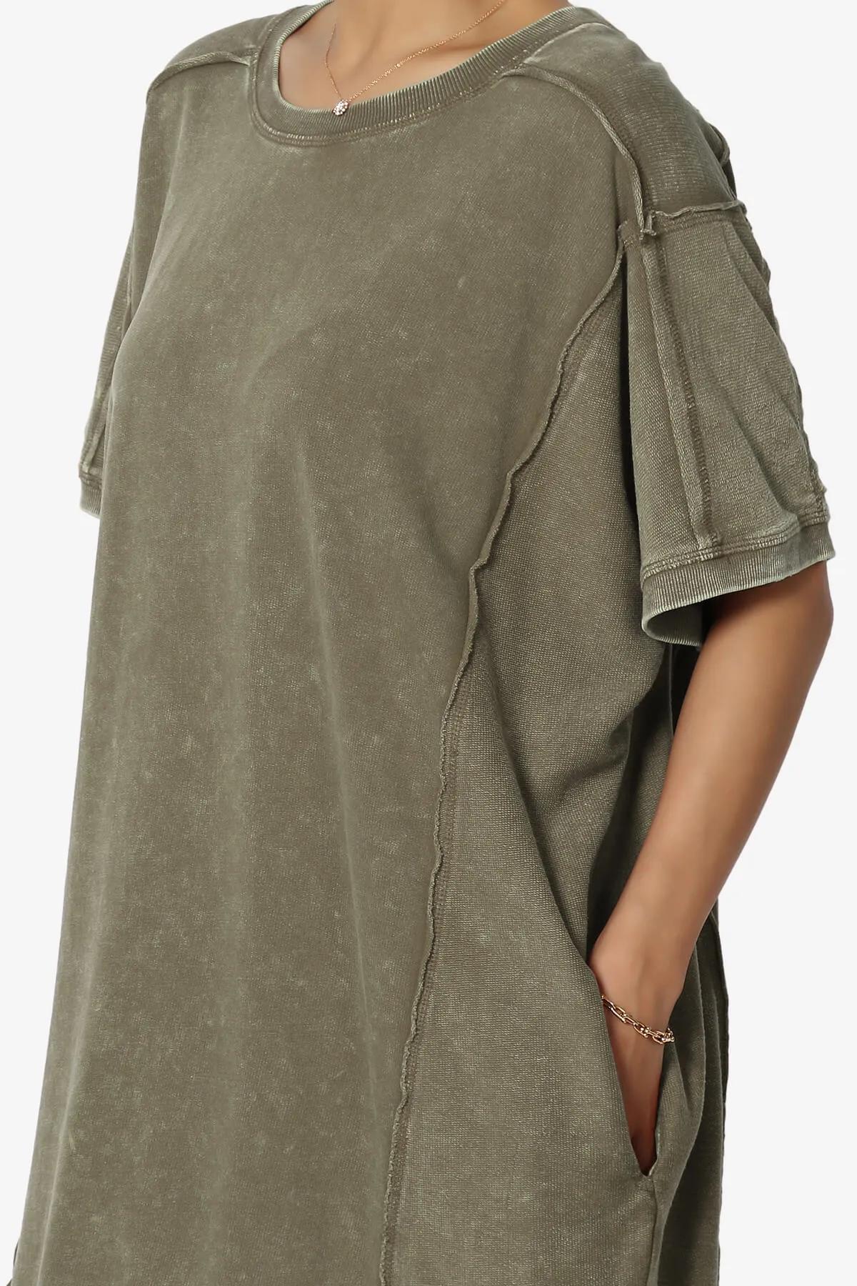 Olsen French Terry Acid Wash T-Shirt Dress