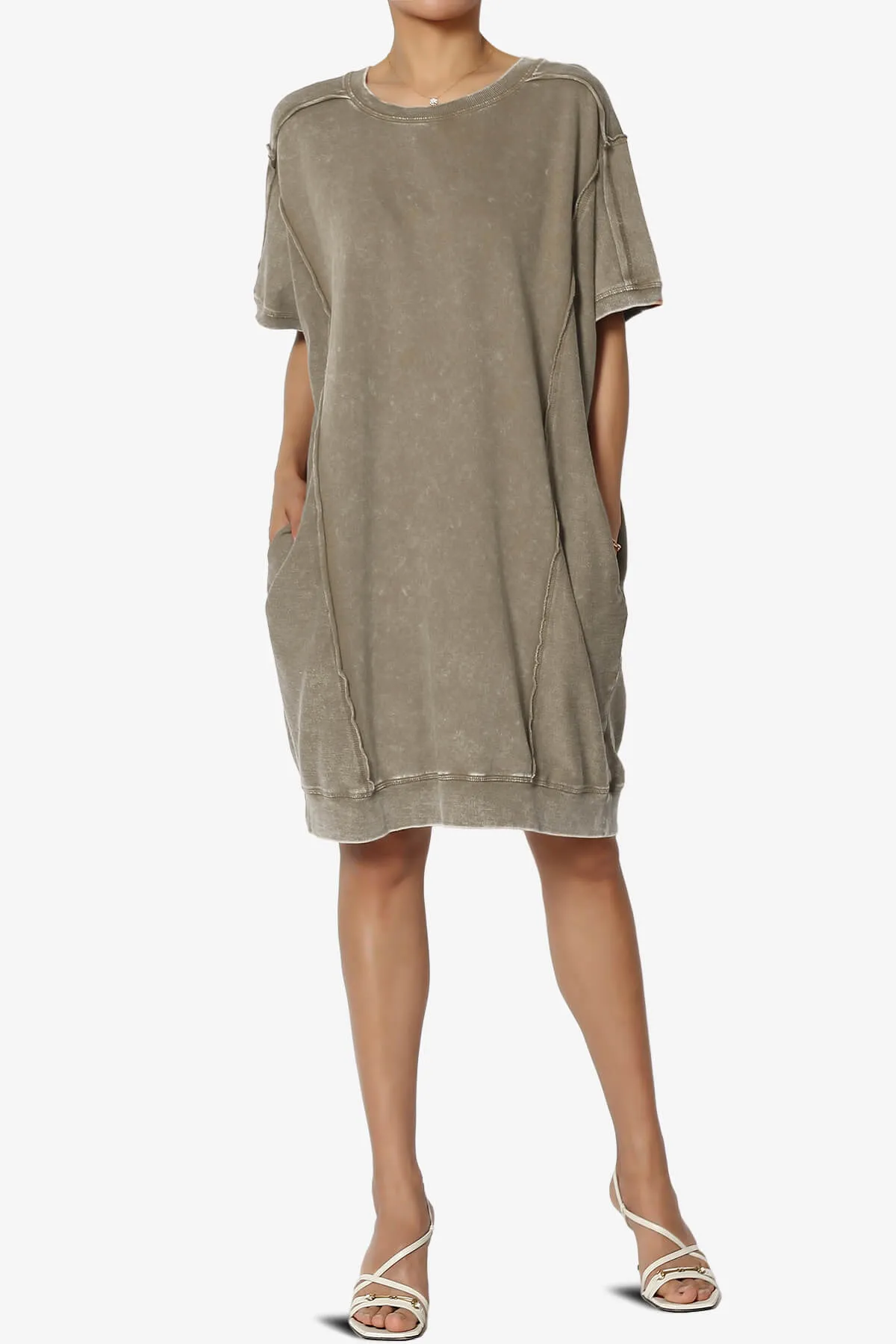Olsen French Terry Acid Wash T-Shirt Dress