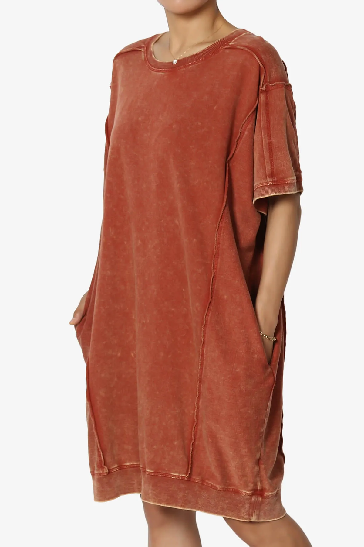 Olsen French Terry Acid Wash T-Shirt Dress