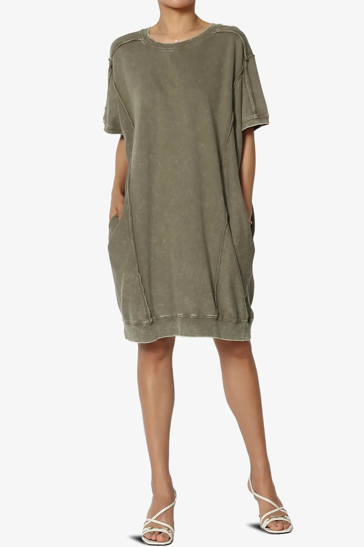 Olsen French Terry Acid Wash T-Shirt Dress