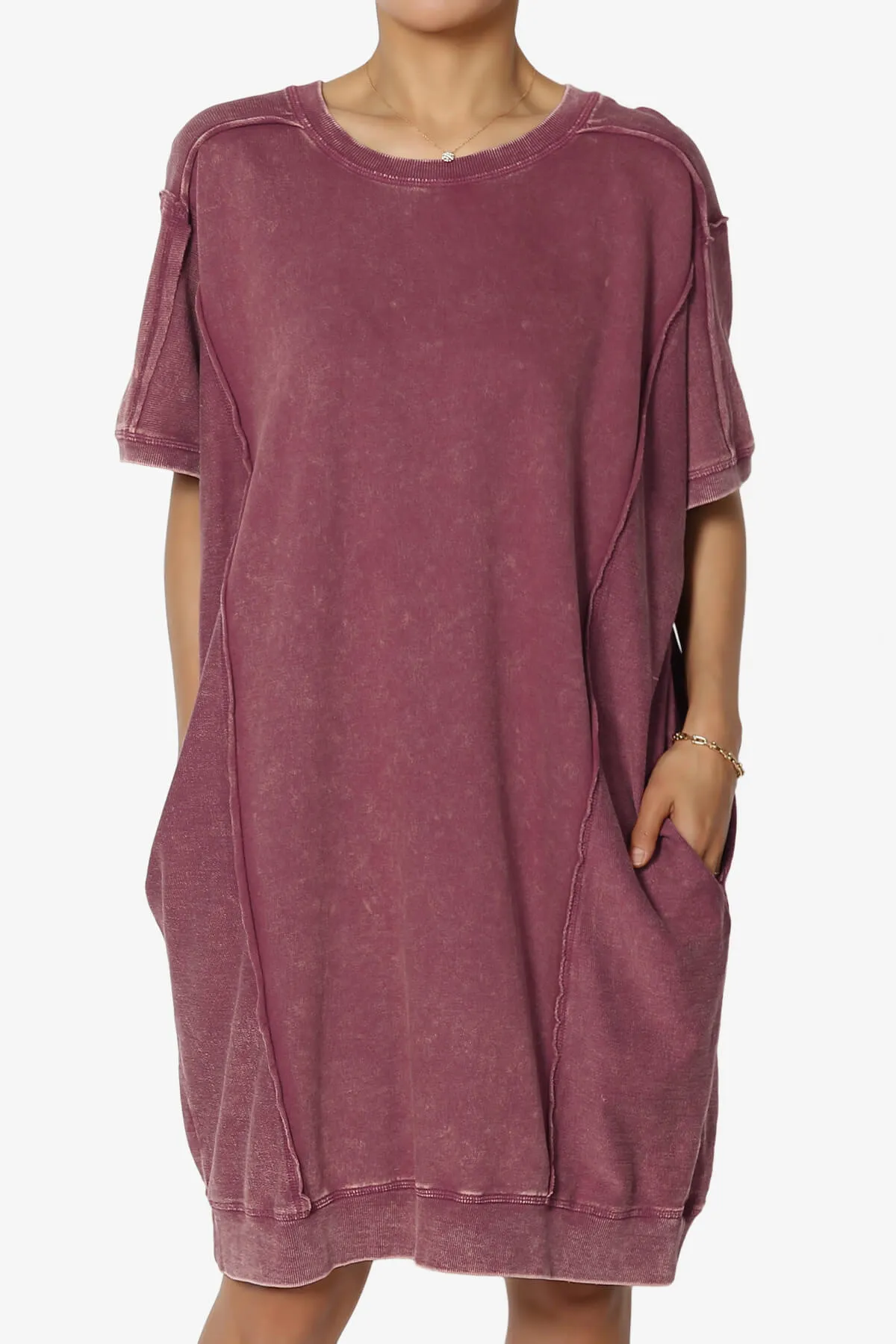Olsen French Terry Acid Wash T-Shirt Dress