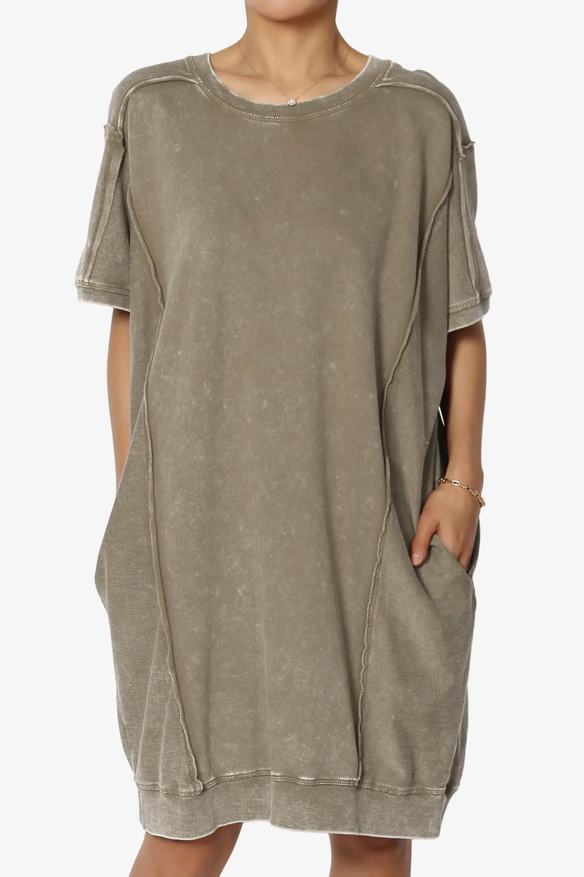 Olsen French Terry Acid Wash T-Shirt Dress