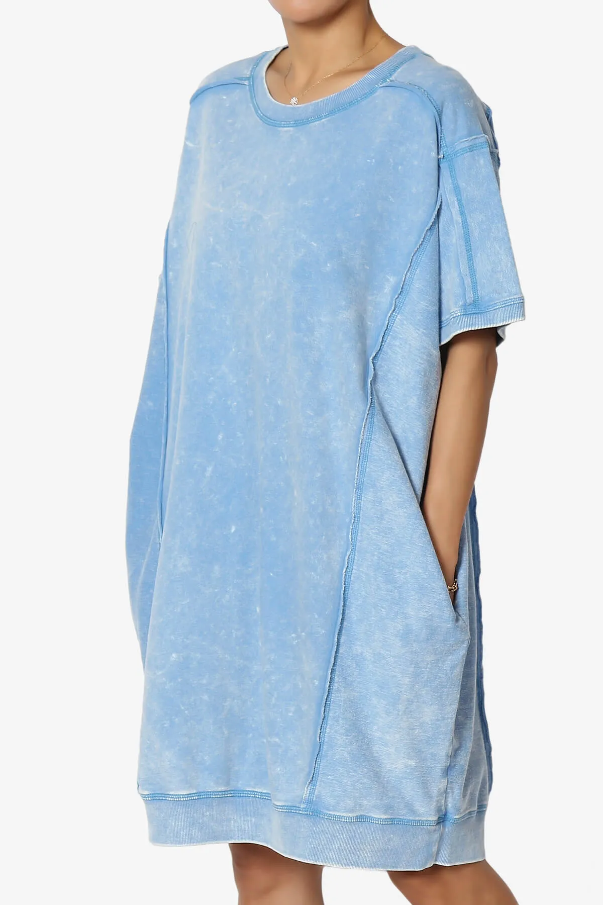 Olsen French Terry Acid Wash T-Shirt Dress