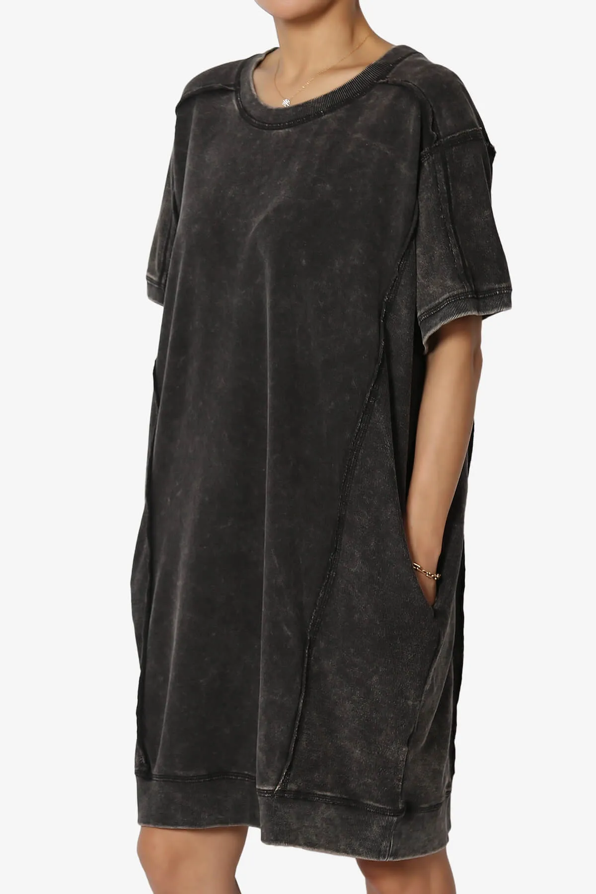 Olsen French Terry Acid Wash T-Shirt Dress