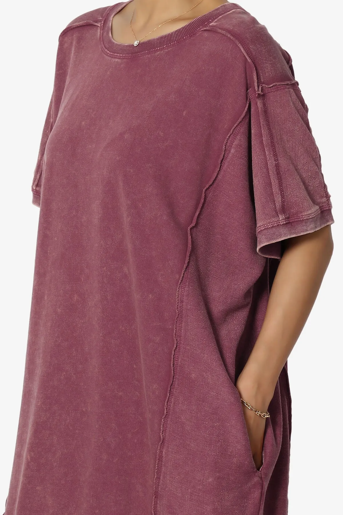 Olsen French Terry Acid Wash T-Shirt Dress