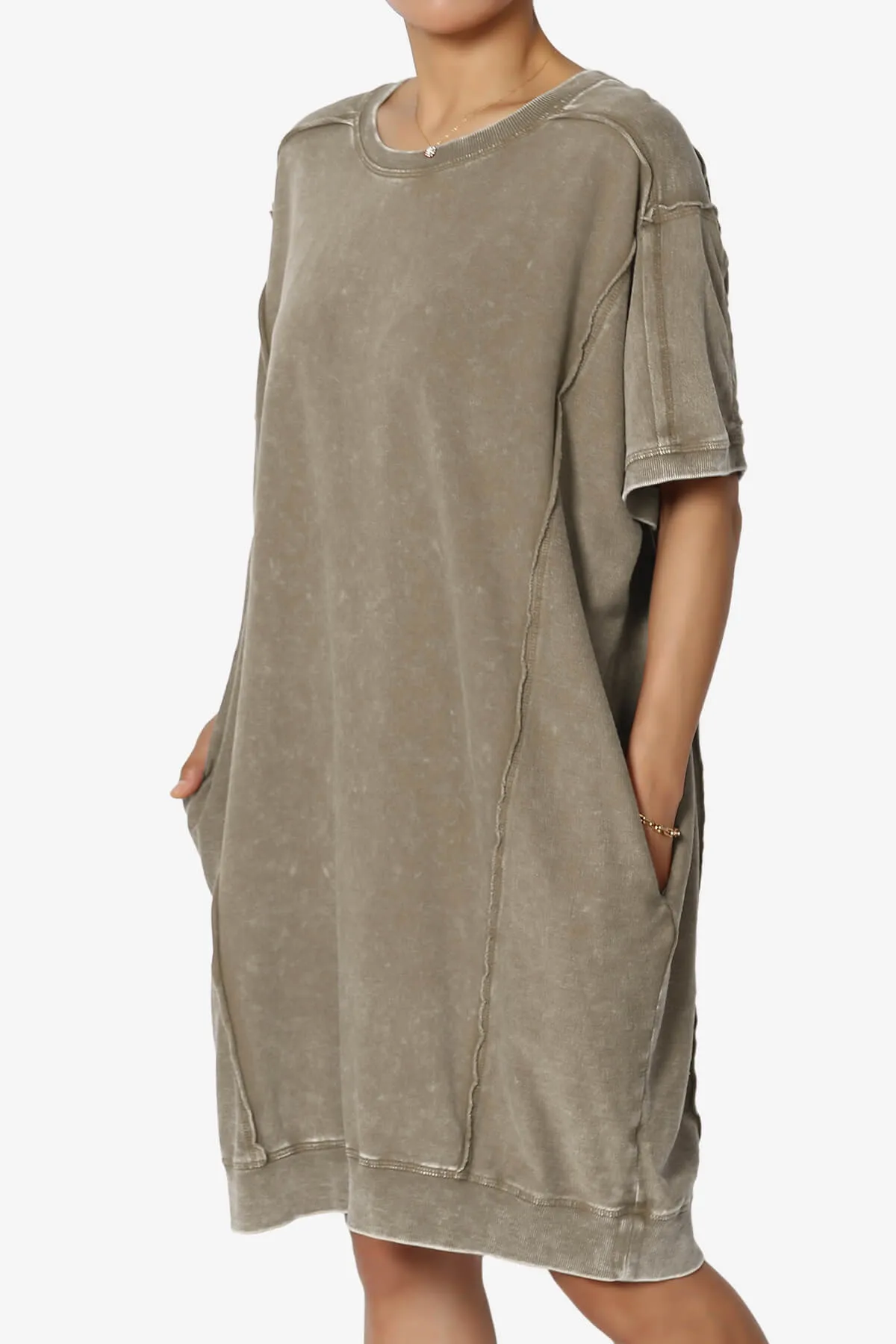 Olsen French Terry Acid Wash T-Shirt Dress
