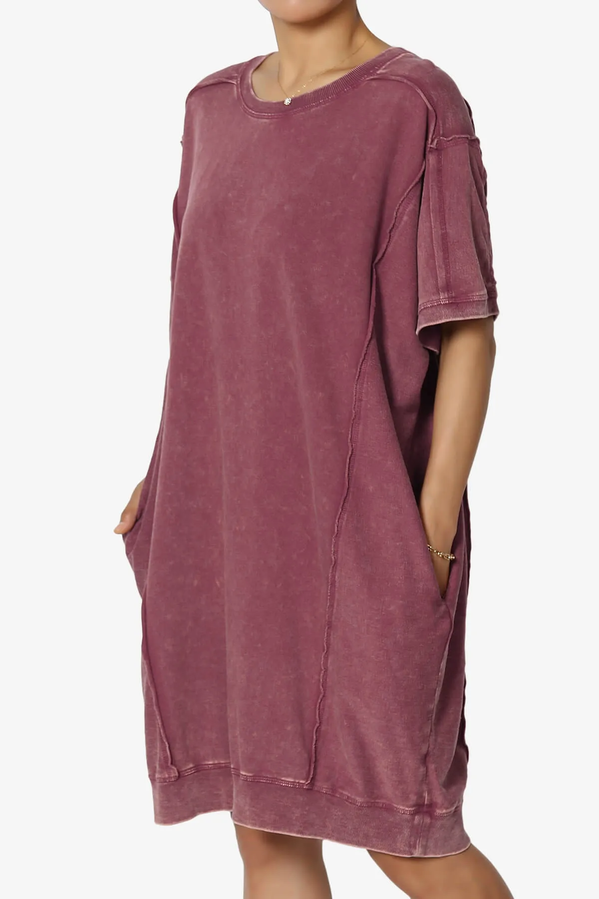Olsen French Terry Acid Wash T-Shirt Dress