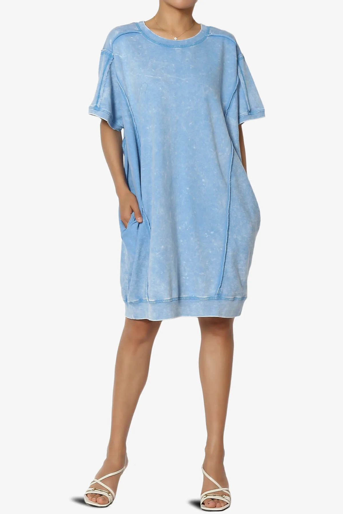 Olsen French Terry Acid Wash T-Shirt Dress