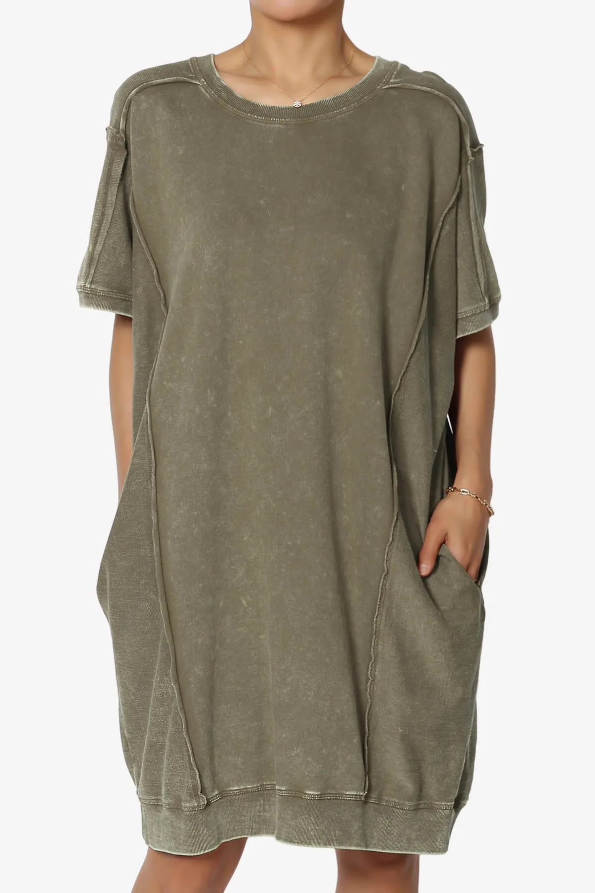 Olsen French Terry Acid Wash T-Shirt Dress