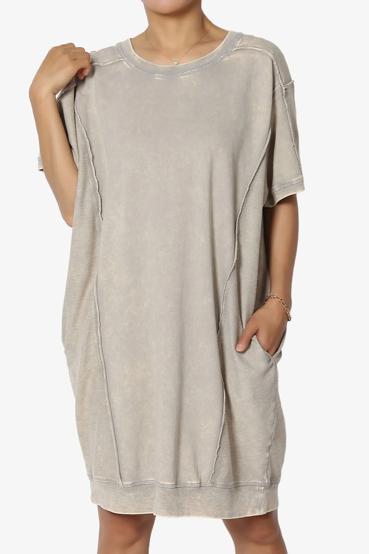 Olsen French Terry Acid Wash T-Shirt Dress