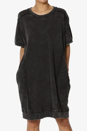 Olsen French Terry Acid Wash T-Shirt Dress