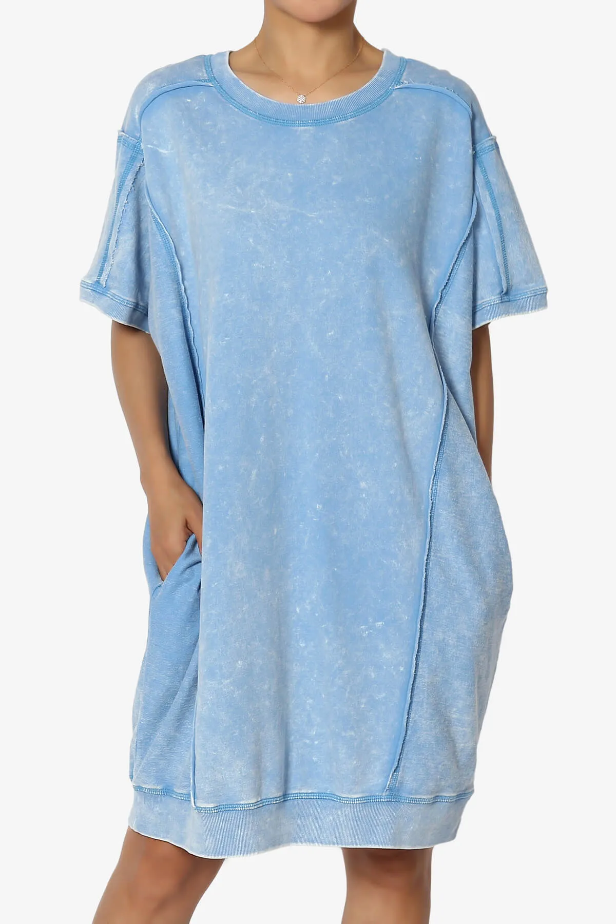 Olsen French Terry Acid Wash T-Shirt Dress