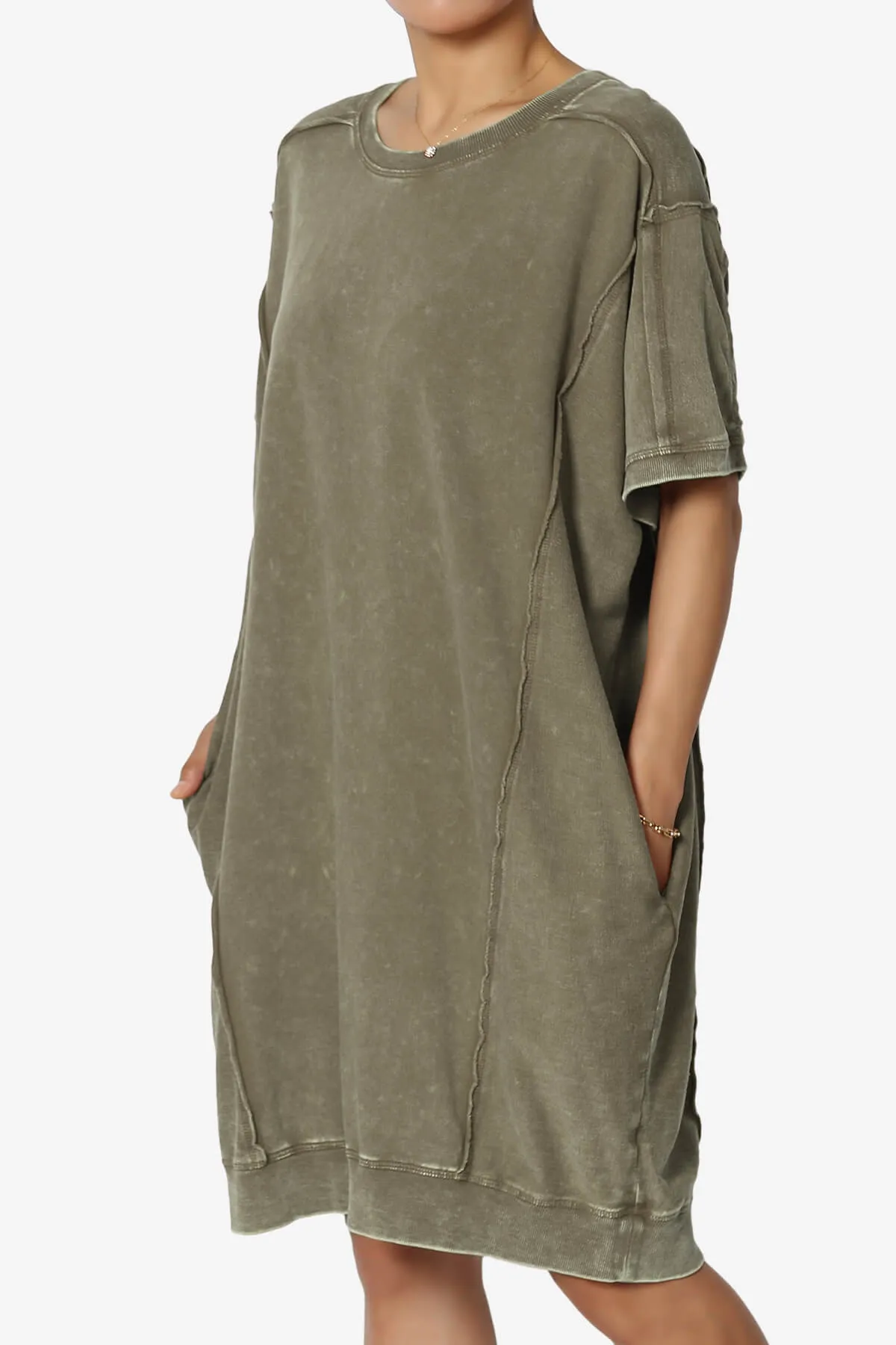 Olsen French Terry Acid Wash T-Shirt Dress