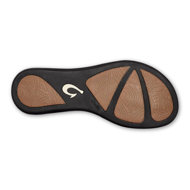 OluKai Womens 'Aukai Leather Sandals - Dark Java / Dark Java