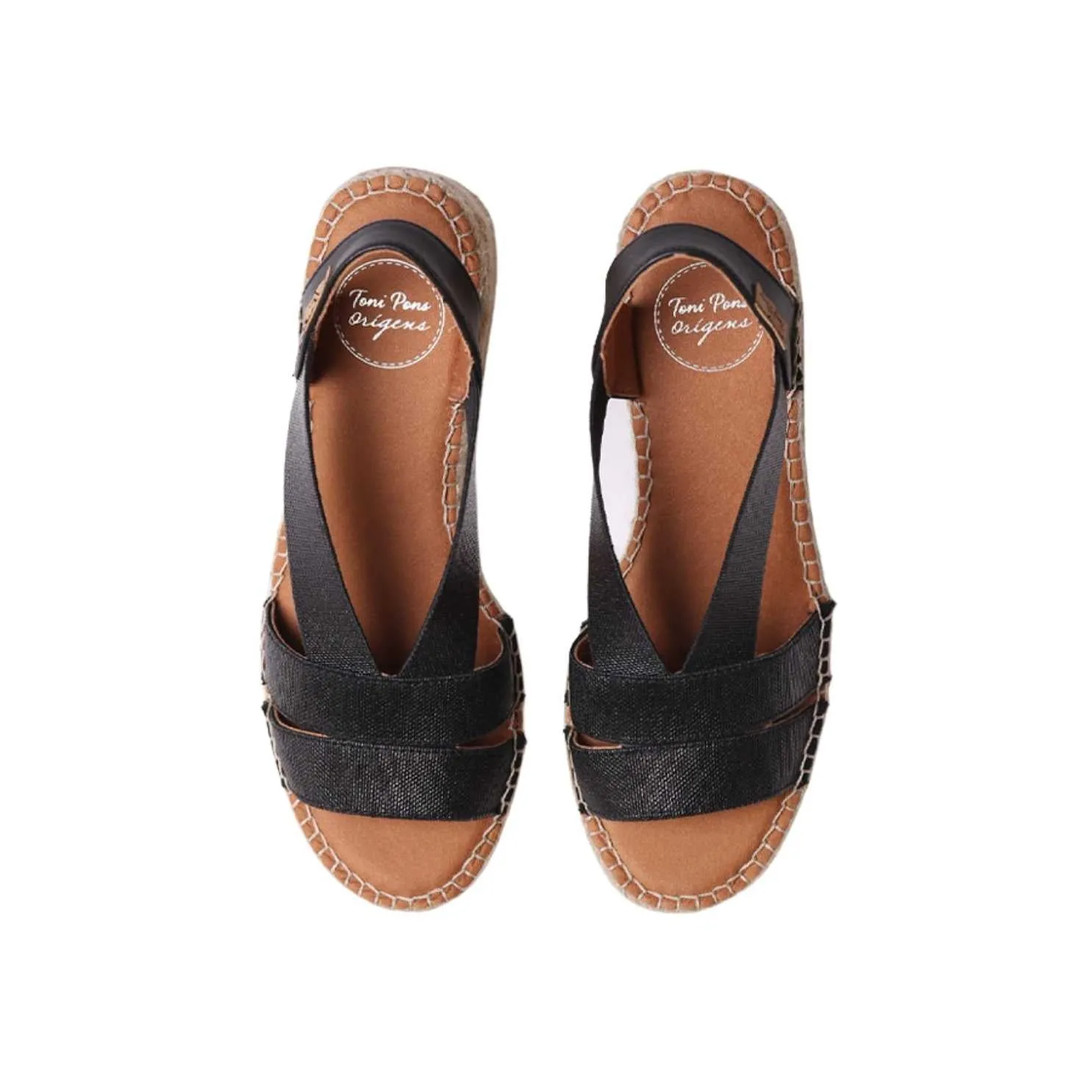 Open Toe Metallic Espadrille with Wide Heel for Women - Dama