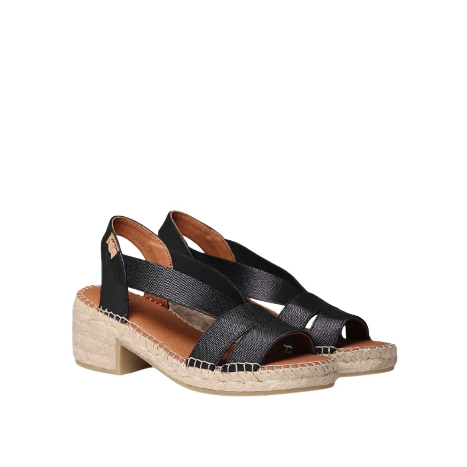 Open Toe Metallic Espadrille with Wide Heel for Women - Dama