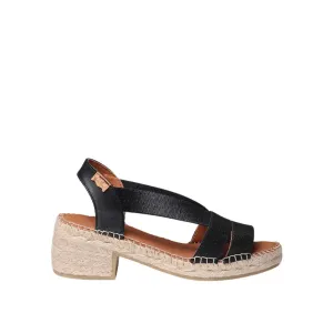 Open Toe Metallic Espadrille with Wide Heel for Women - Dama