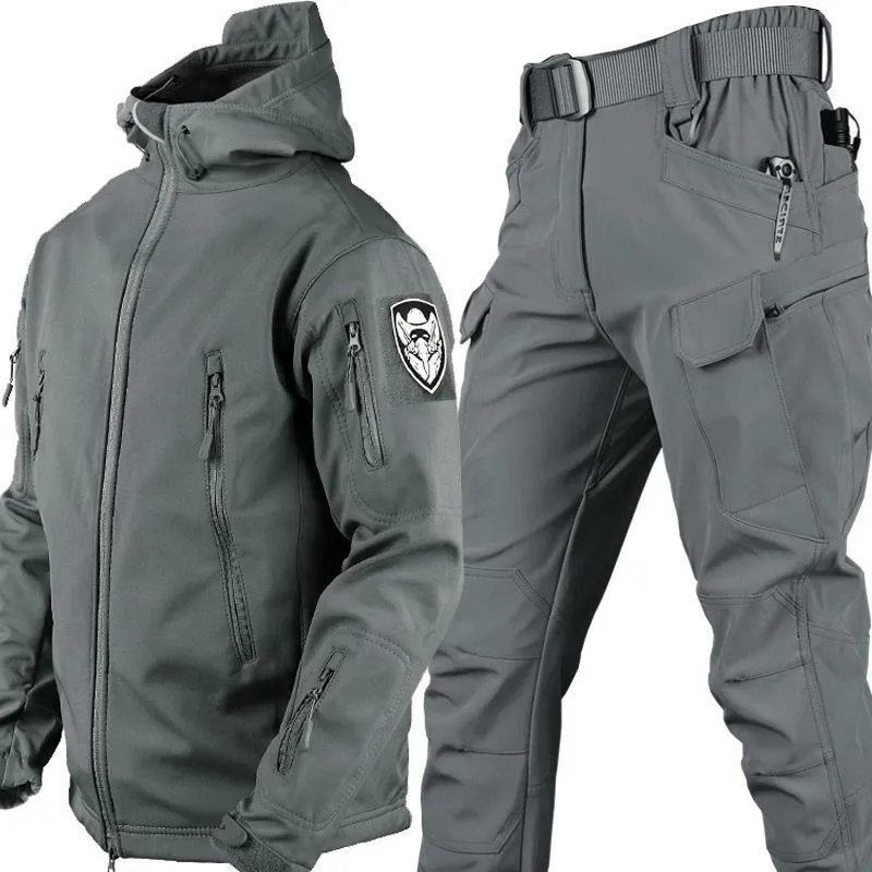 OUTDOOR WATERPROOF WINDPROOF SOFT SHELL JACKET TWO-PIECE SET