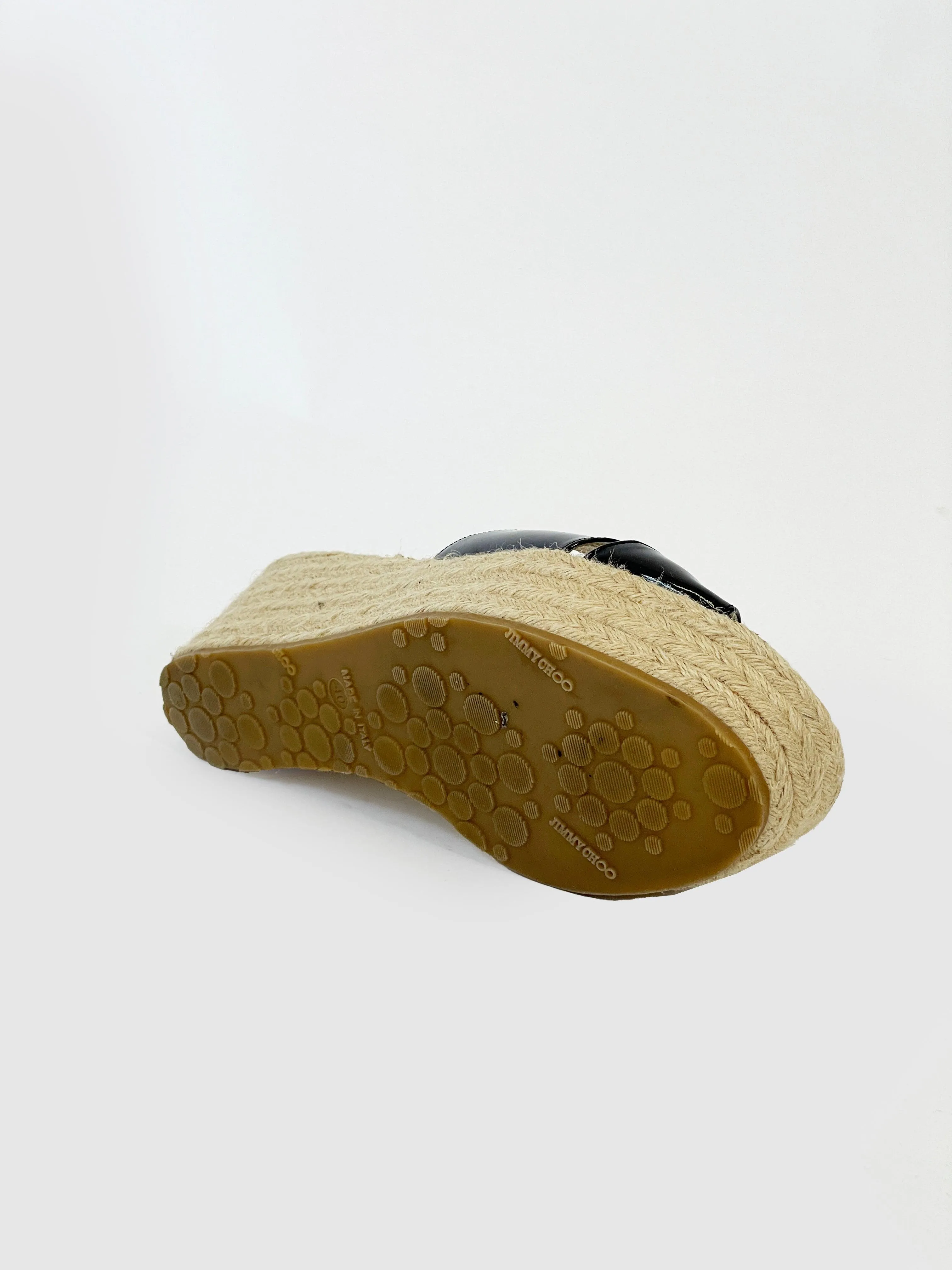 Patent Leather Flatform Espadrilles - Size 40