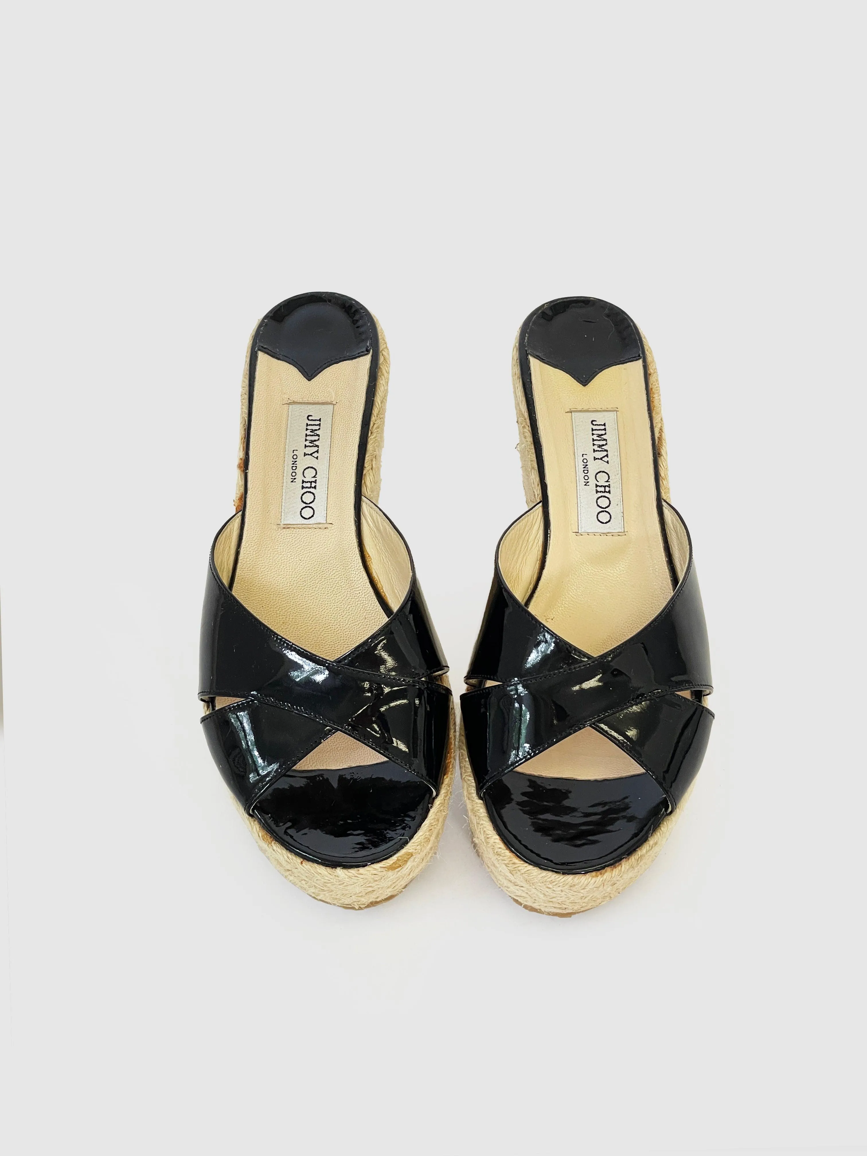 Patent Leather Flatform Espadrilles - Size 40