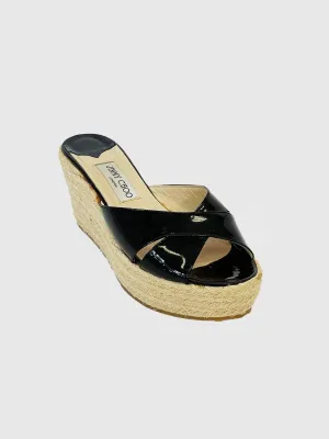 Patent Leather Flatform Espadrilles - Size 40
