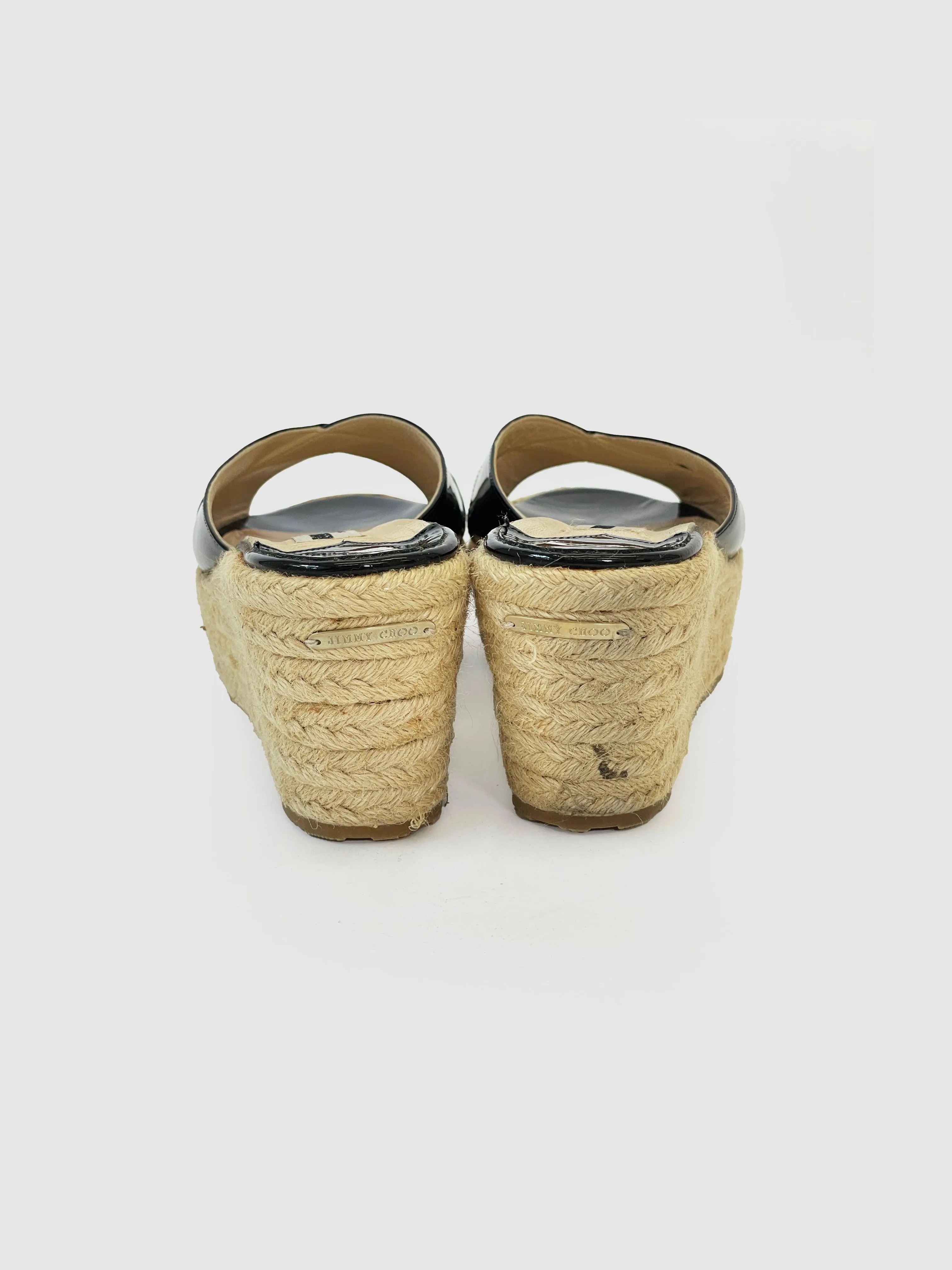 Patent Leather Flatform Espadrilles - Size 40