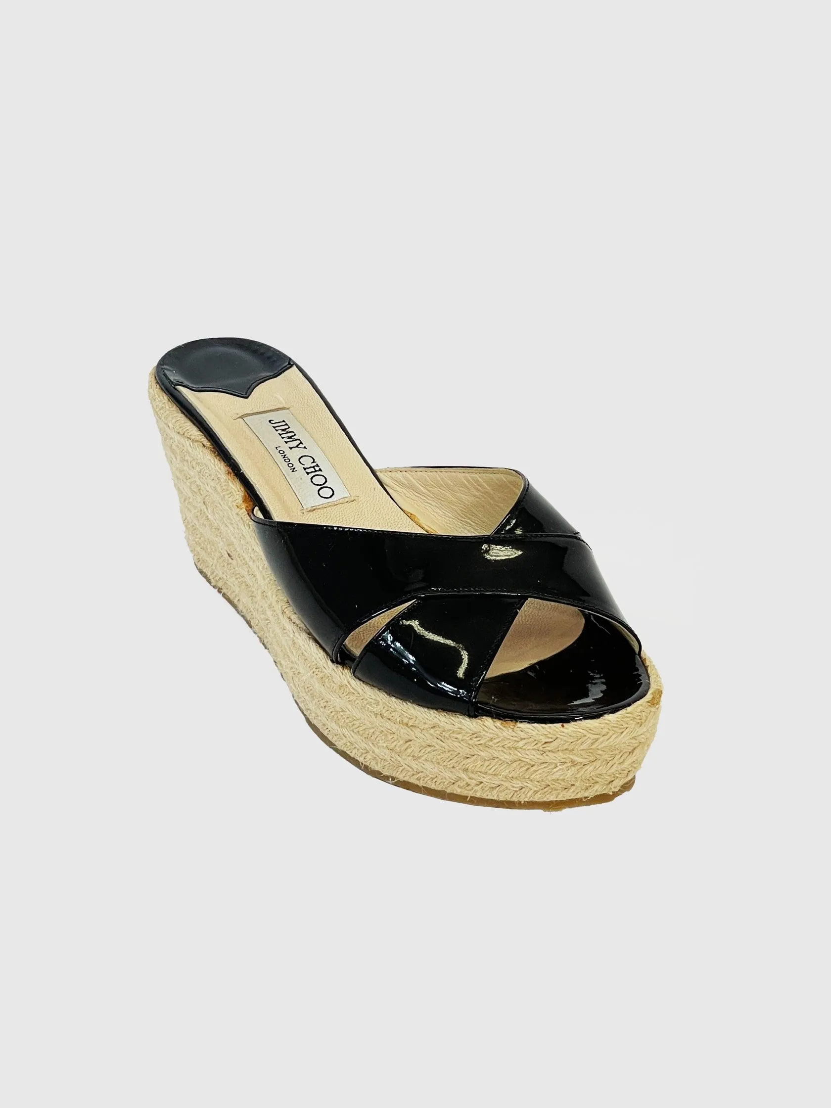 Patent Leather Flatform Espadrilles - Size 40