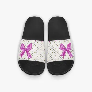 Pink & Gold Bow Home Slippers