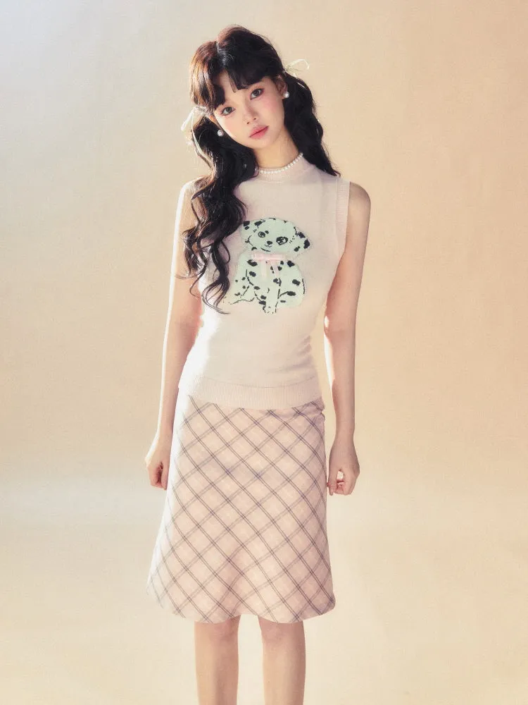 Pink Check Midi Skirt