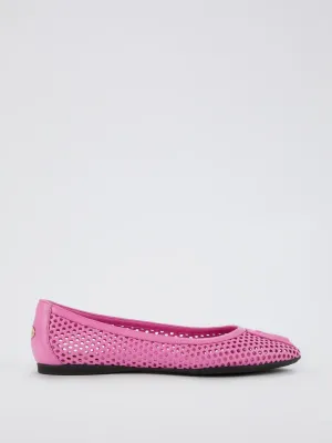 Pink Perforated Ballerina Flats