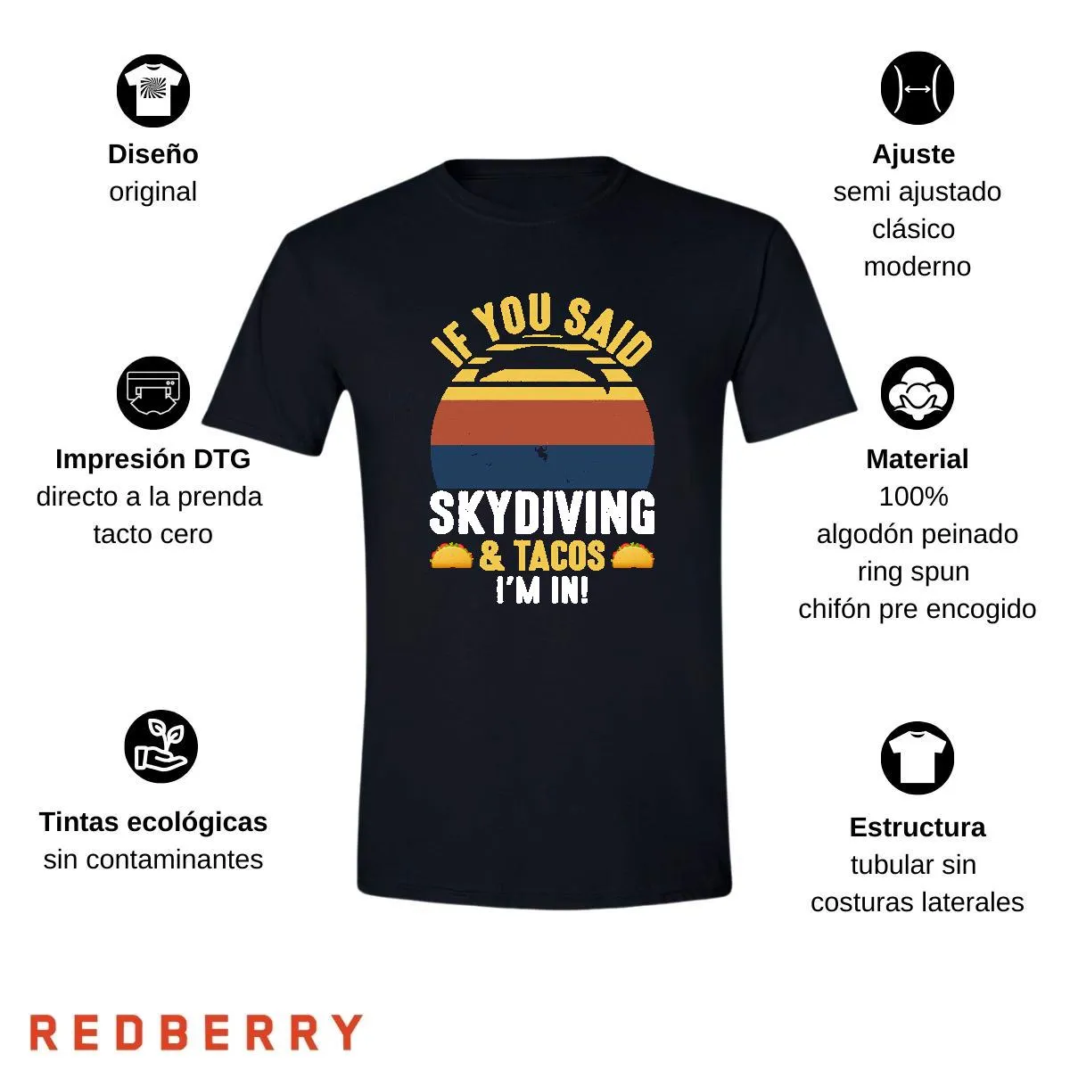 Playera Hombre Paracaidismo Deporte Vintage SK1015
