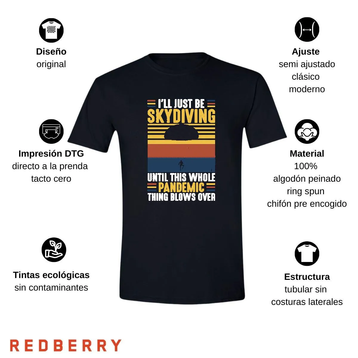Playera Hombre Paracaidismo Deporte Vintage SK1016