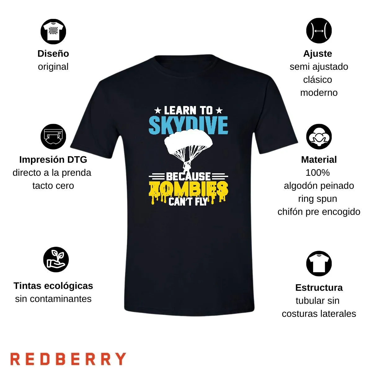 Playera Hombre Paracaidismo Deporte Vintage SK1023