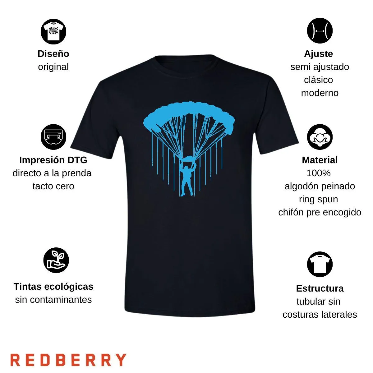 Playera Hombre Paracaidismo Deporte Vintage SK1034