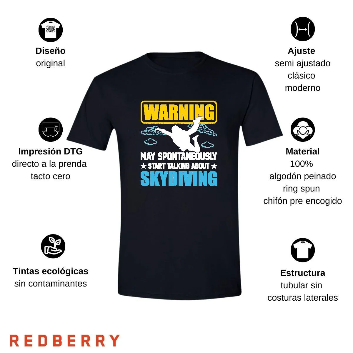 Playera Hombre Paracaidismo Deporte Vintage SK1043