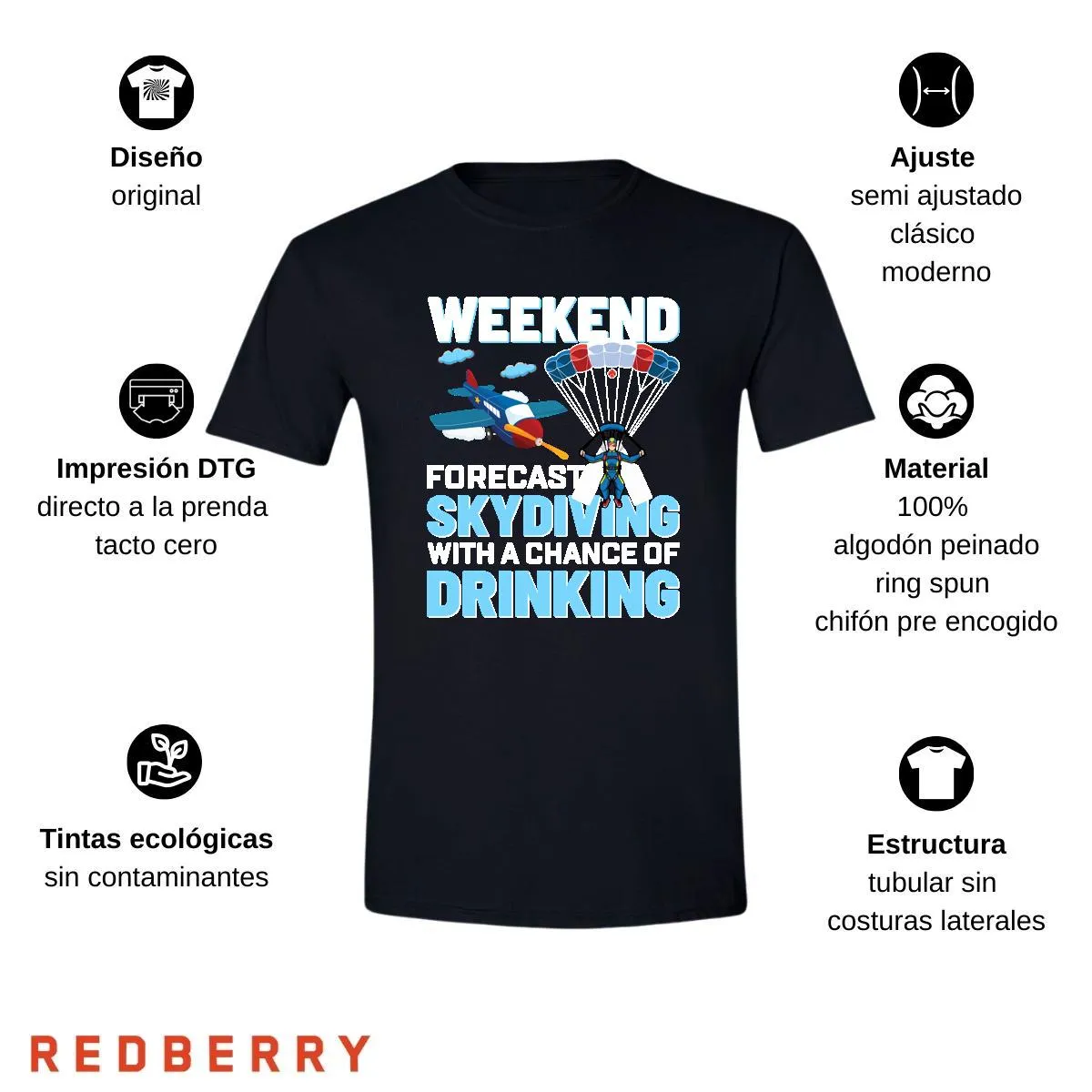 Playera Hombre Paracaidismo Deporte Vintage SK1044