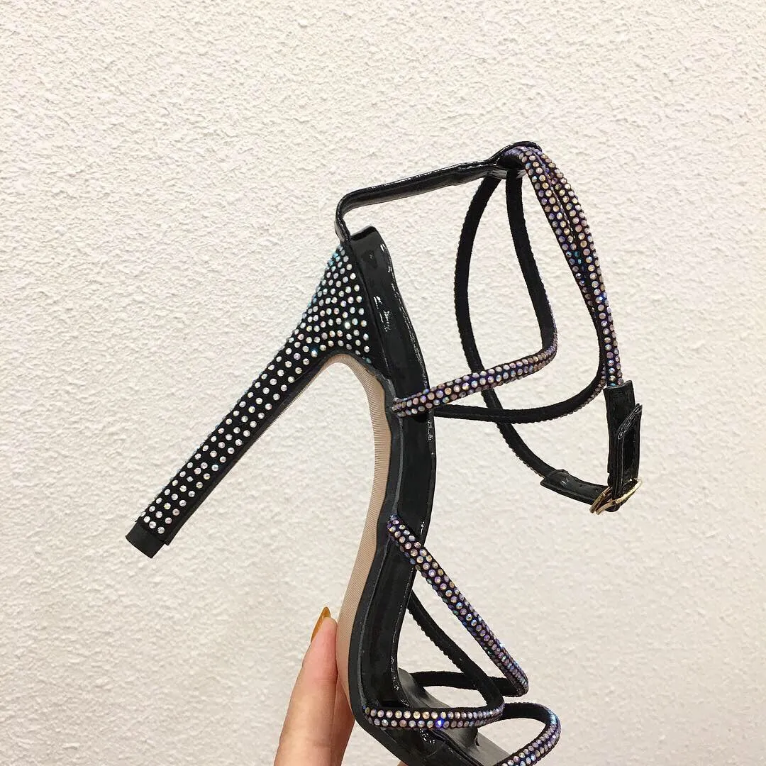 Pointed high heel pressure drill women's sandals large size sandals