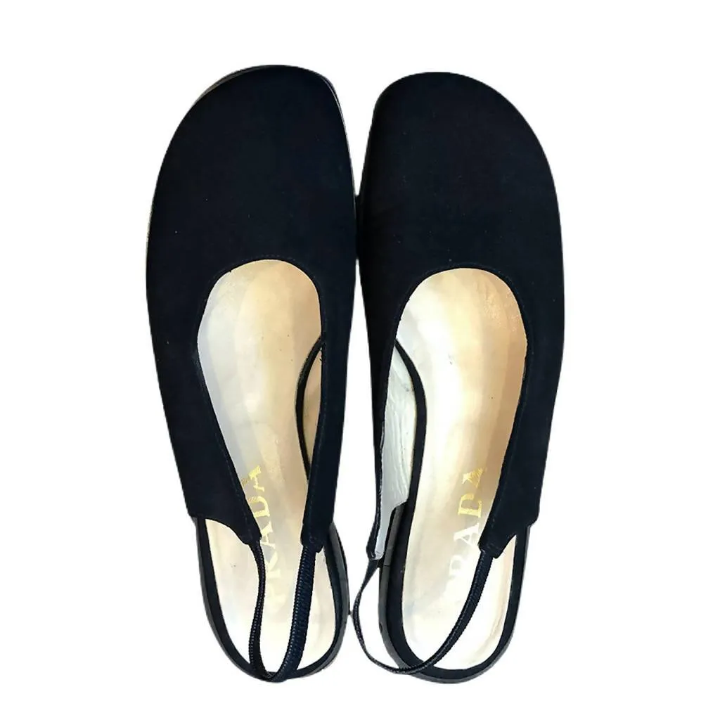 PRADA Black Flat Sling Backs | Size 36.5 IT