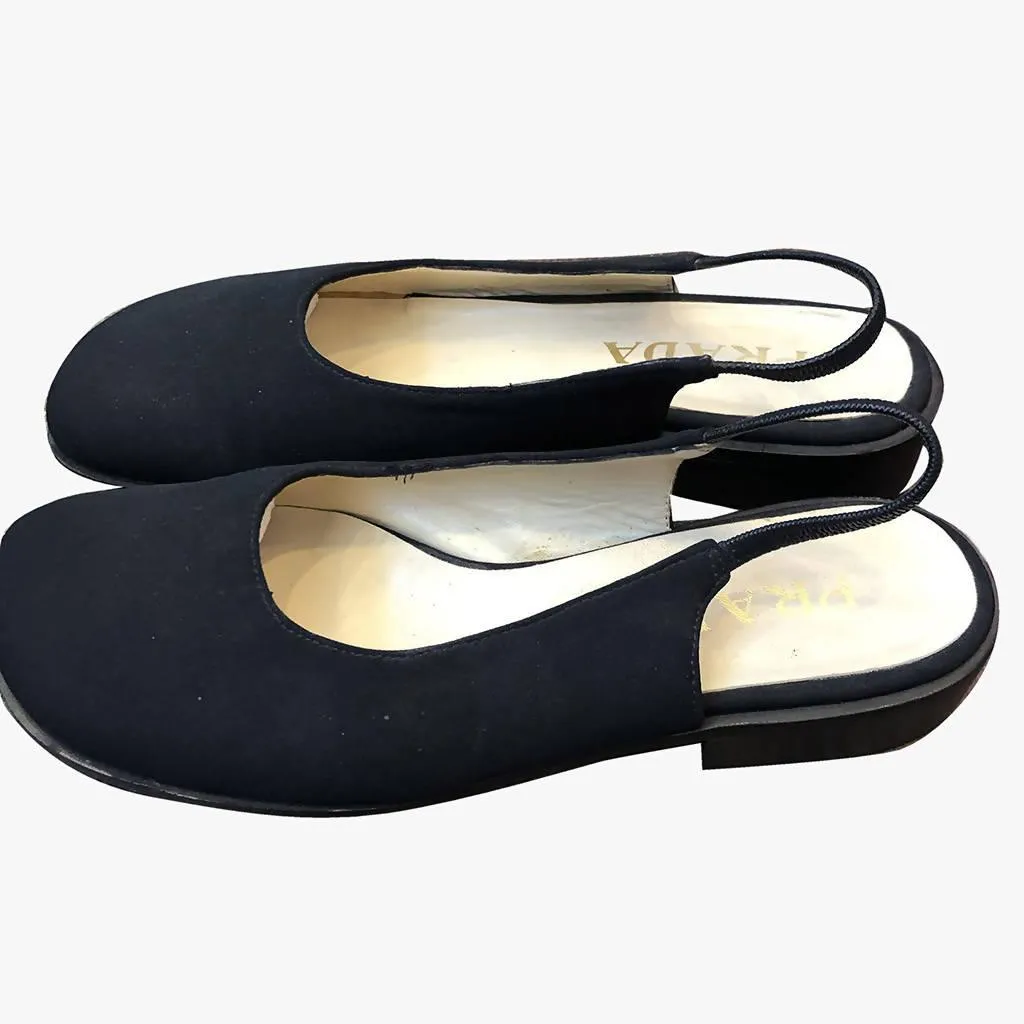 PRADA Black Flat Sling Backs | Size 36.5 IT