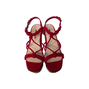 Prada Red Basket Chunky Heels