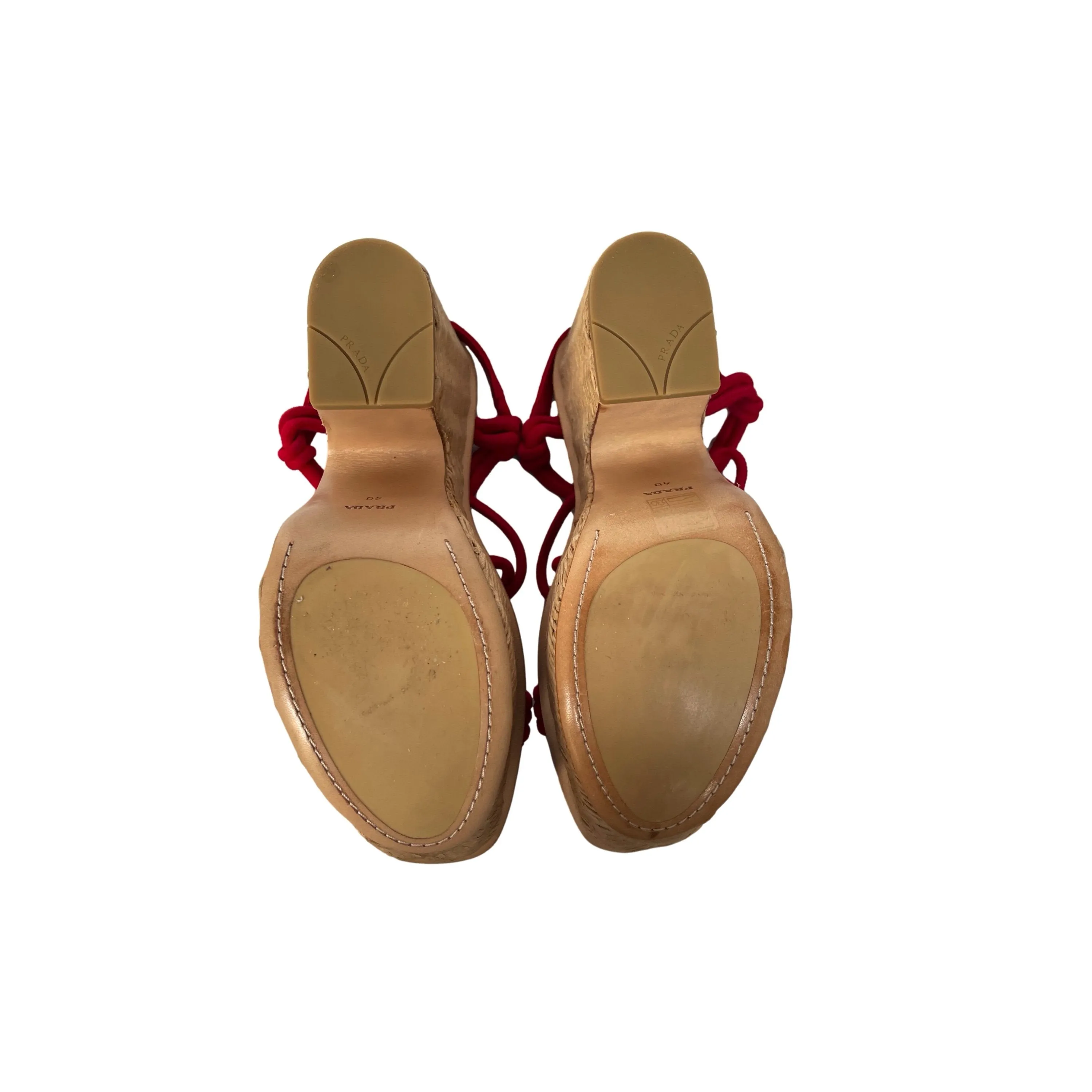Prada Red Basket Chunky Heels