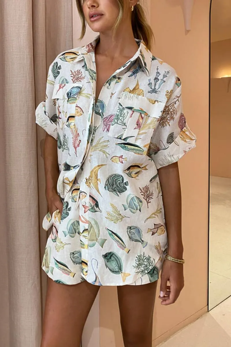 Printed Shirt & Shorts Set