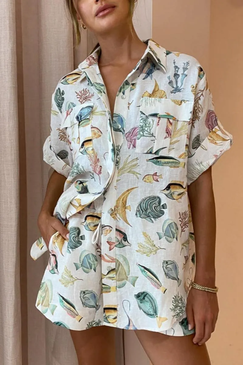 Printed Shirt & Shorts Set