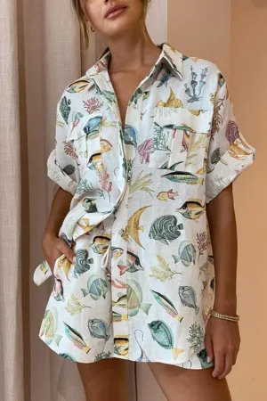 Printed Shirt & Shorts Set