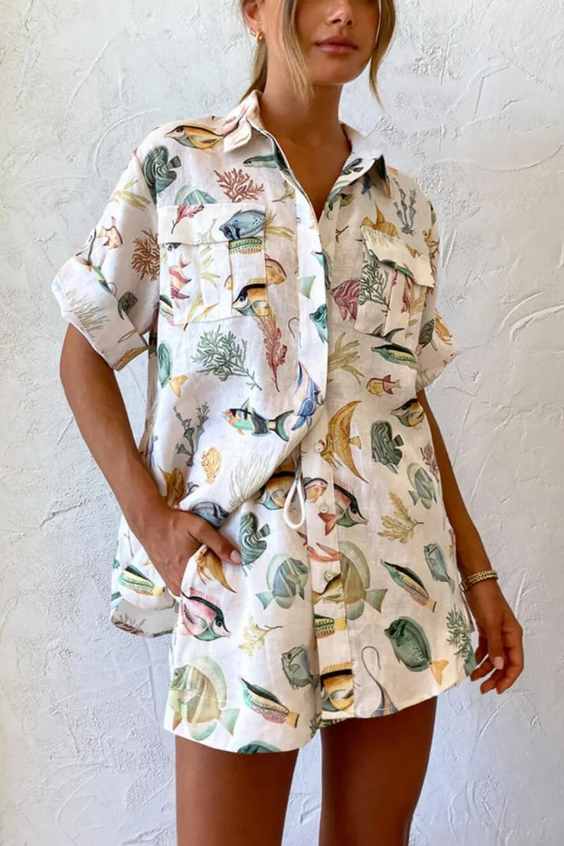 Printed Shirt & Shorts Set