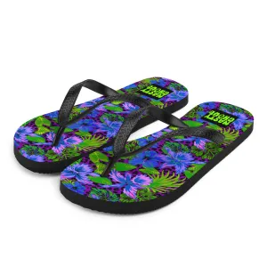 Purple Leopard Goth Hawaiian Print Flip-Flops / All Over Print