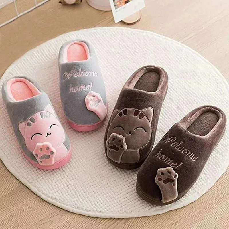 "Welcome Home Cat Slippers"