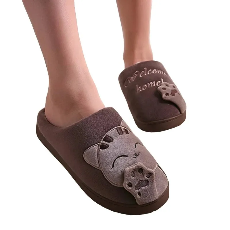 "Welcome Home Cat Slippers"